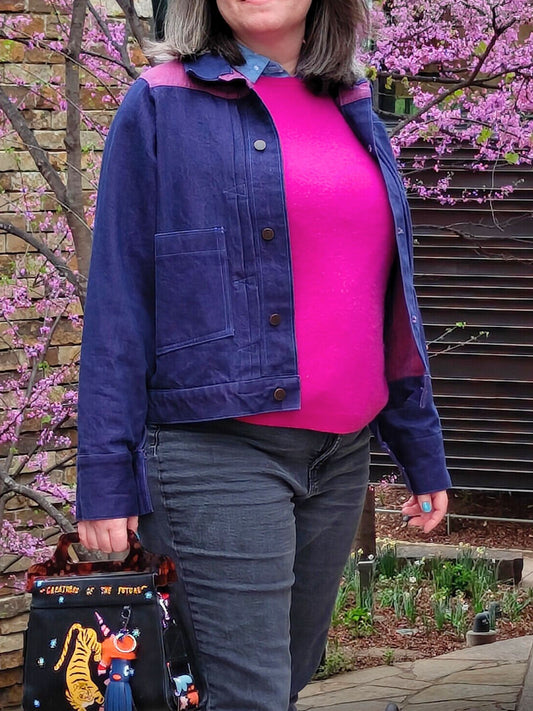 Green & Pink Denim Trucker Jacket