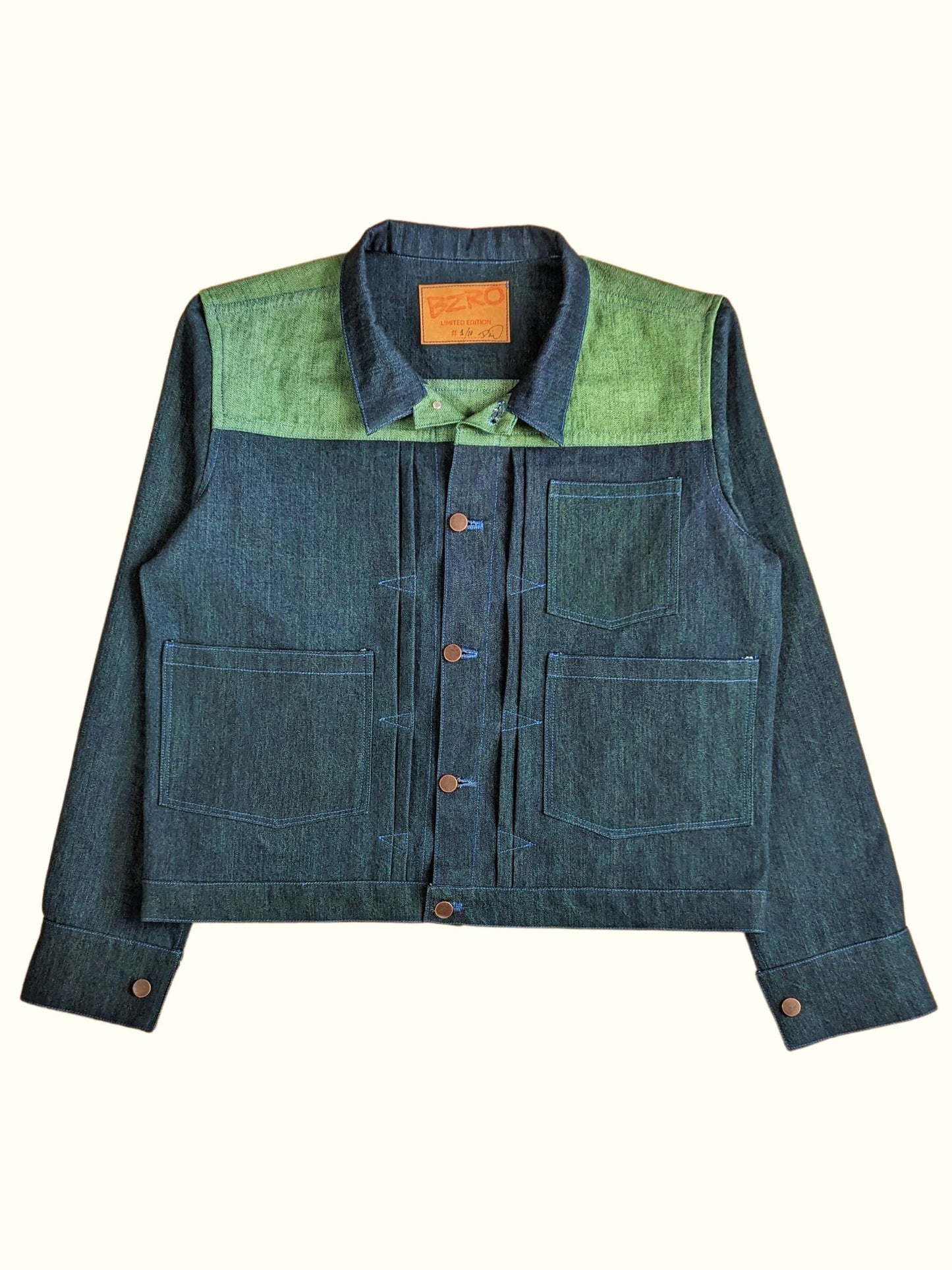 Green & Pink Denim Trucker Jacket