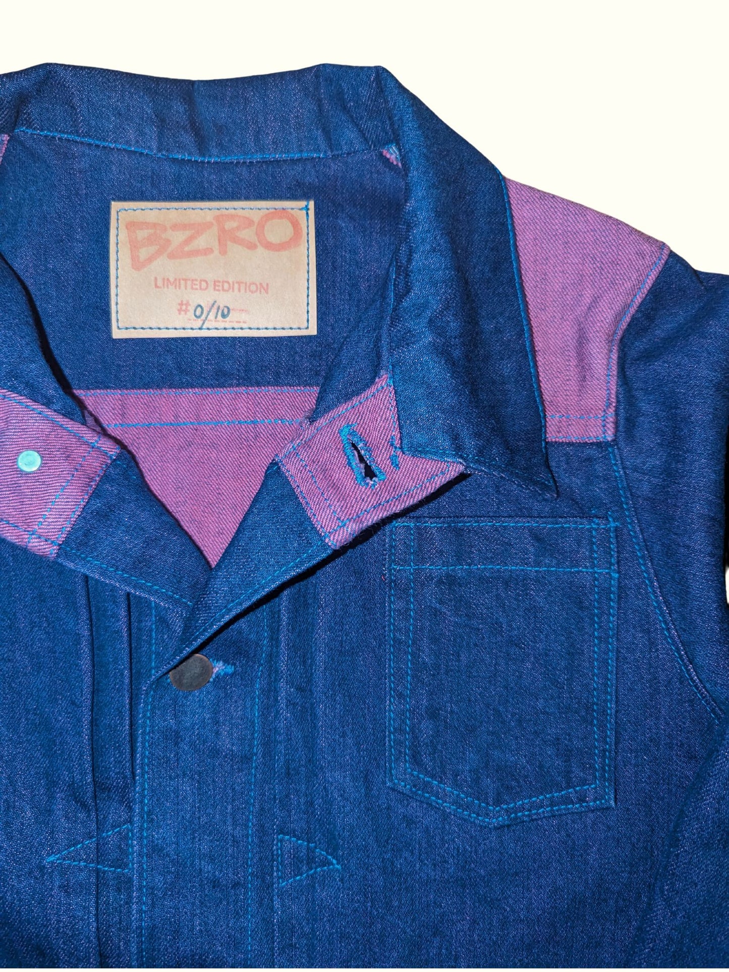 Green & Pink Denim Trucker Jacket