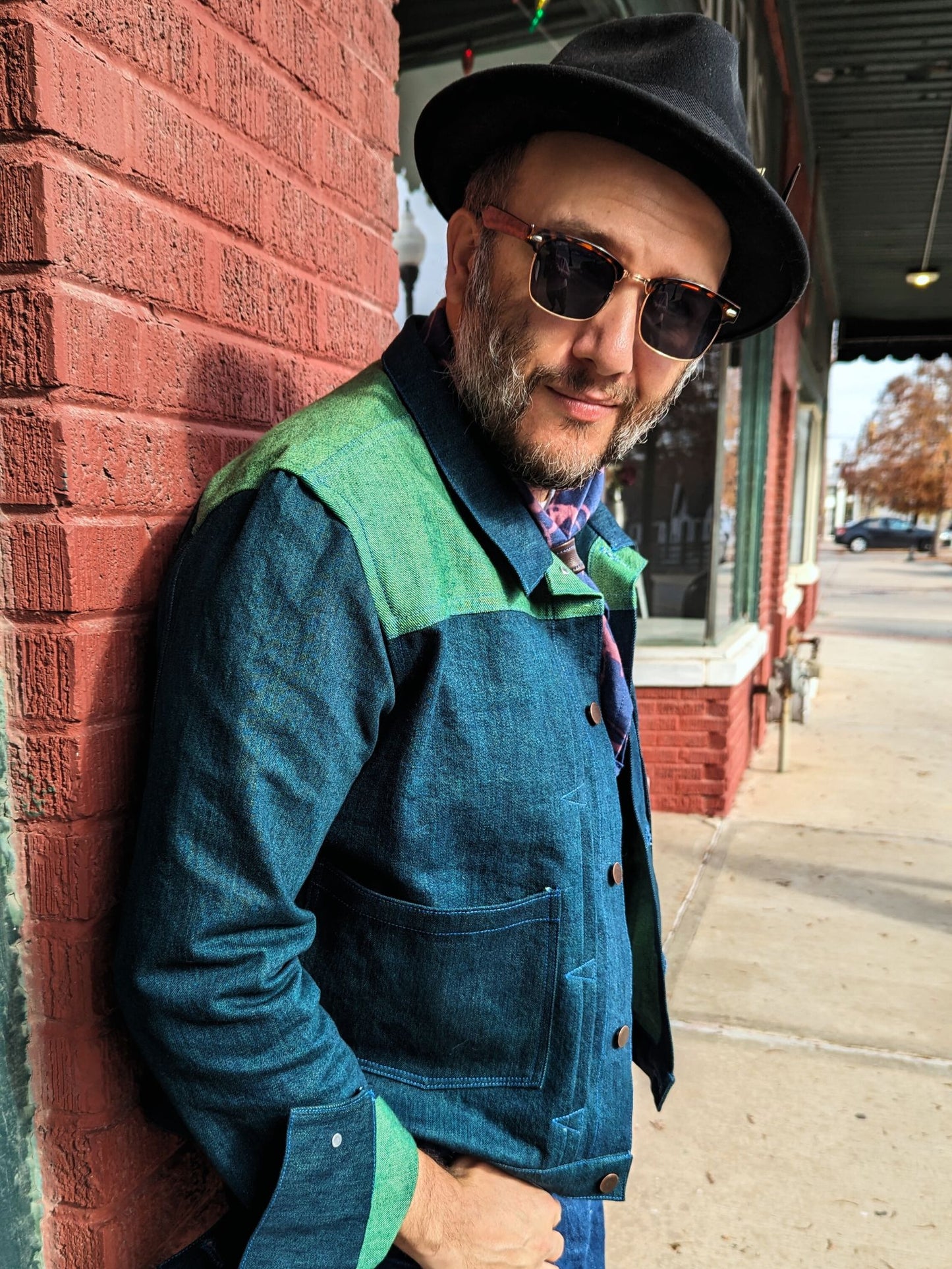 Green & Pink Denim Trucker Jacket