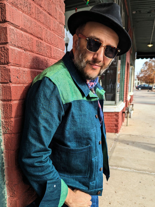 Green & Pink Denim Trucker Jacket